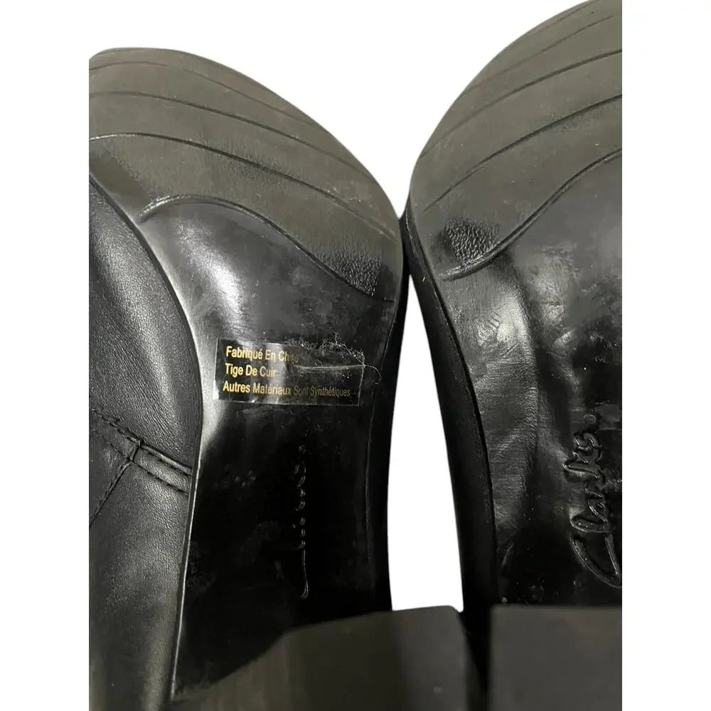 Clarks Bendables Womens Black Leather Heel Ankle Booties Size 9.5 Style 62597